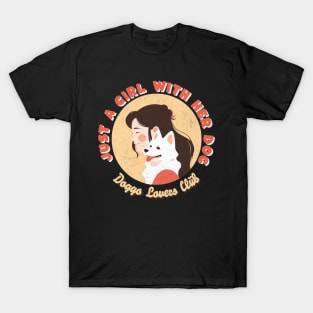 Just a Girl with her dog illustration T-Shirt